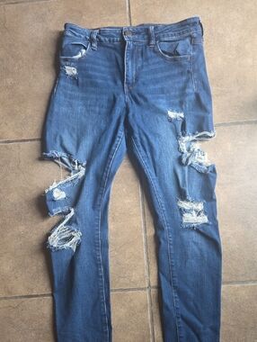 Blue Distressed Ripped Skinny Jeans